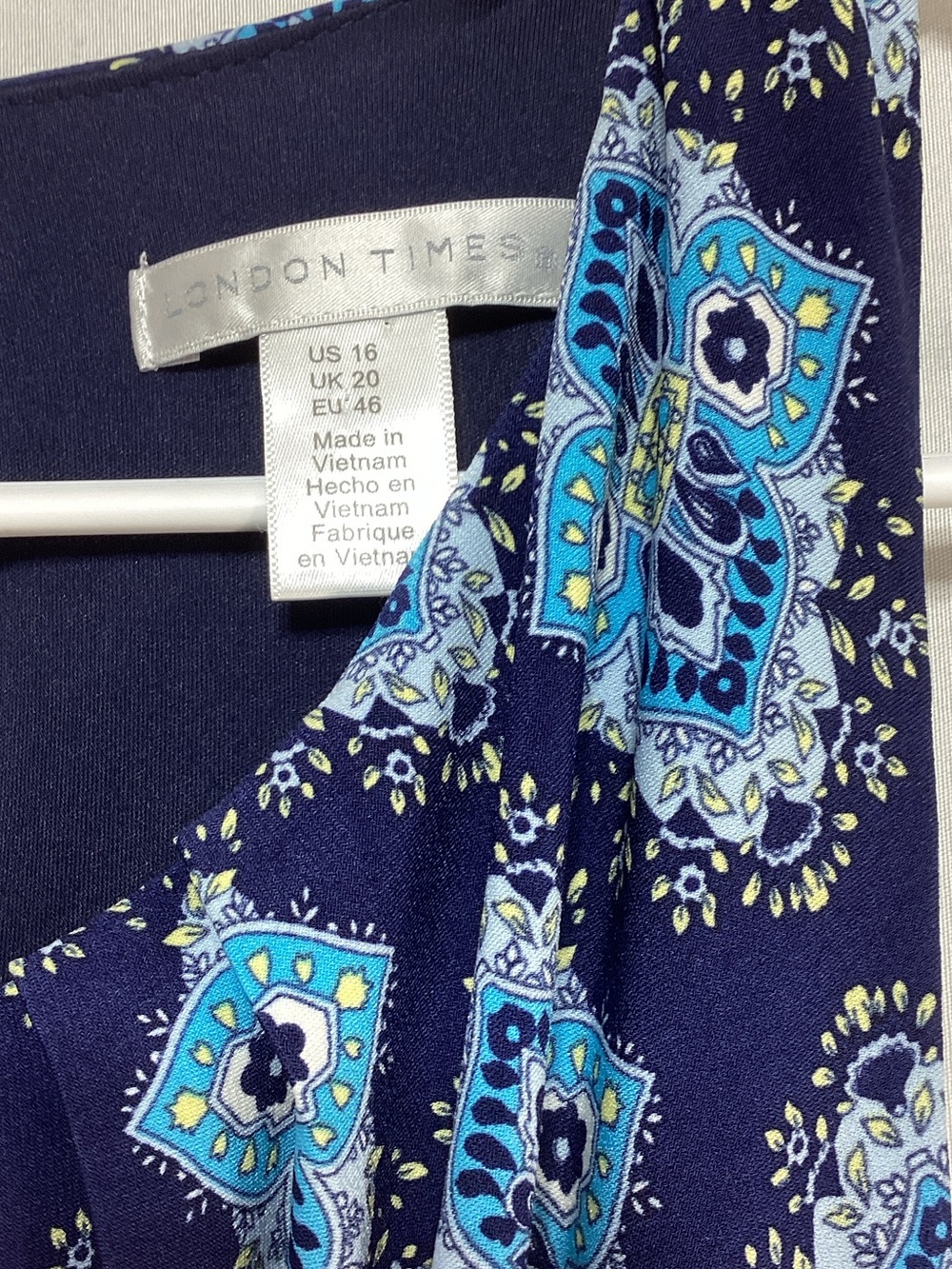London Times Size 16 Navy and Blue Printed Halter Maxi Dress - Picture 5 of 14